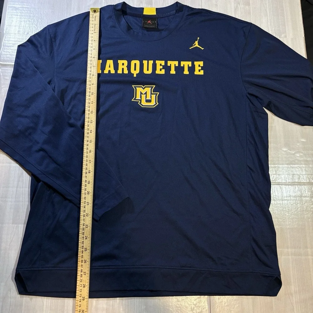 Jordan Elite Marquette University Long Sleeve Shirt Men's Size L Navy Blue